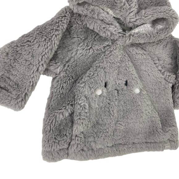 Souris Mini Faux Fur Baby Hooded Jacket with Star Charm Size 9M in Gray - Picture 2 of 15